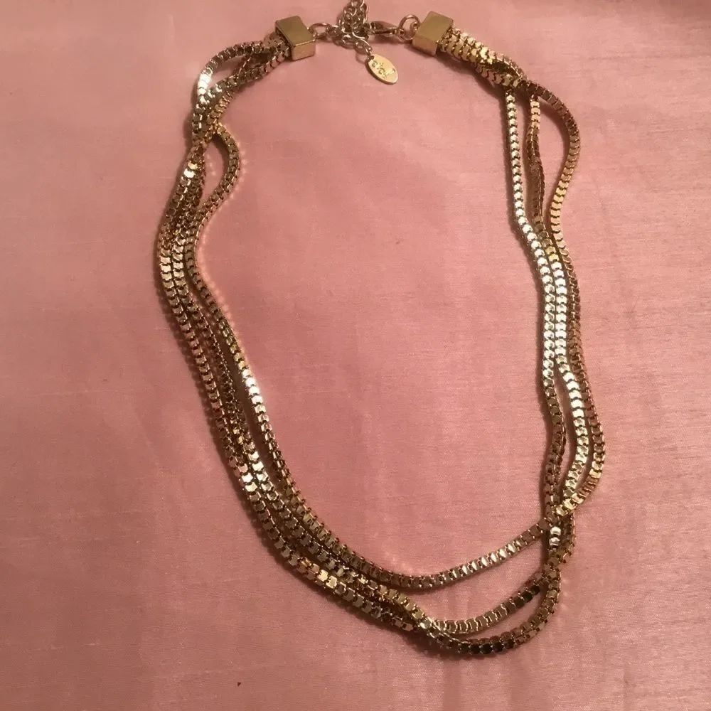 Three Strand Goldtone Box Chain Necklace